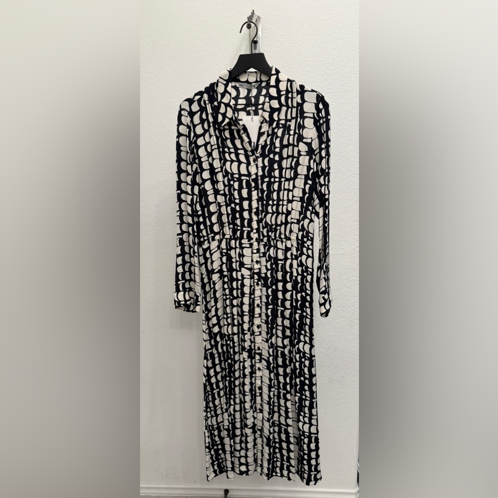 NWT Zara XL long black and white dress